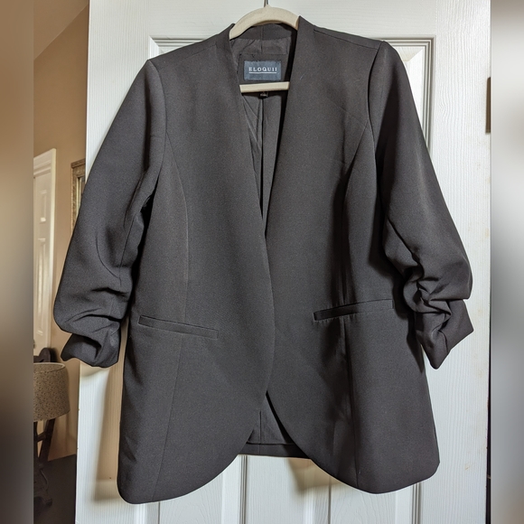 Eloquii black ruched sleeve blazer, sz 14 like new - Picture 1 of 4